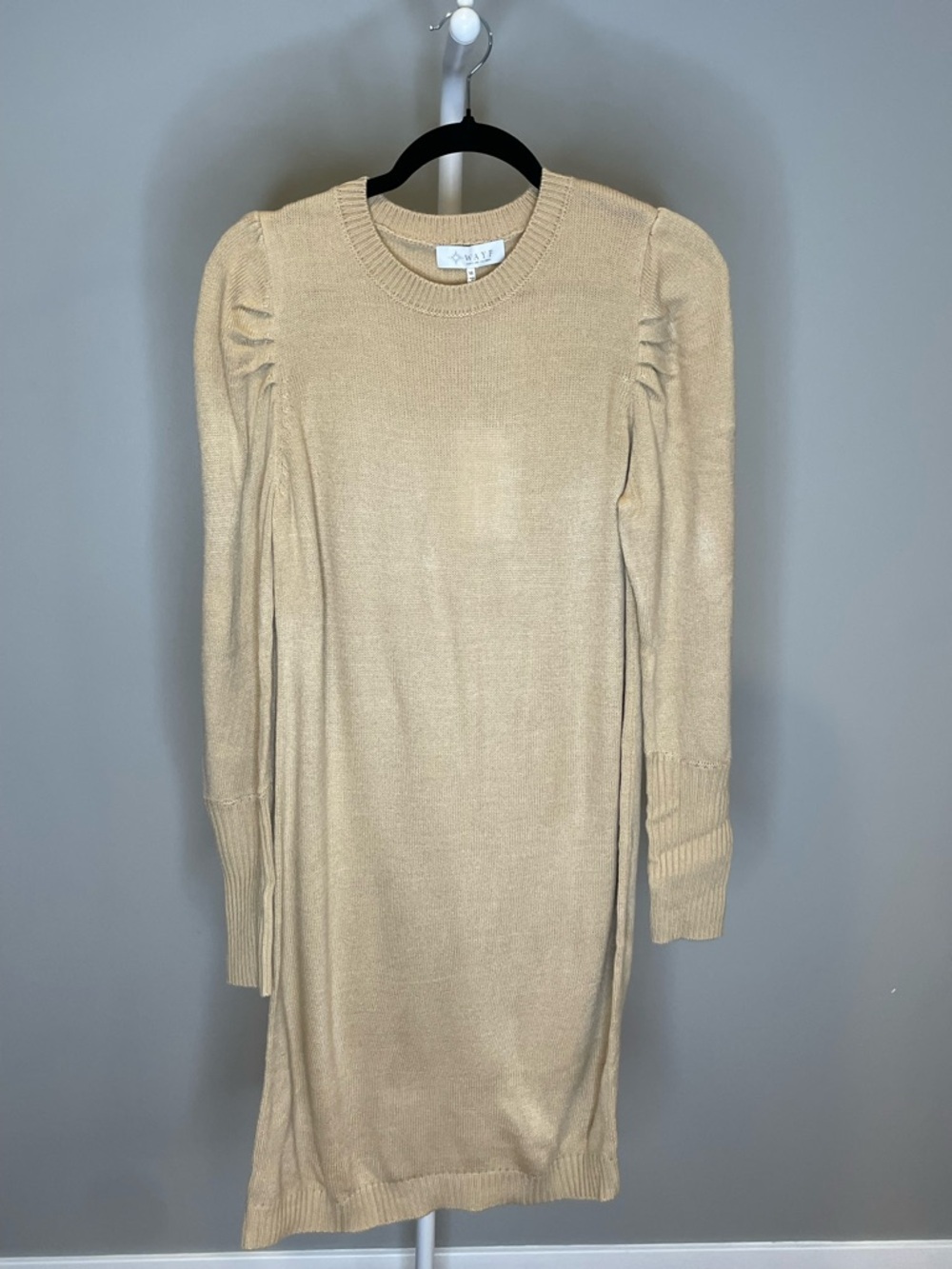 Wayf Tan Knit Sweater Dress - Medium